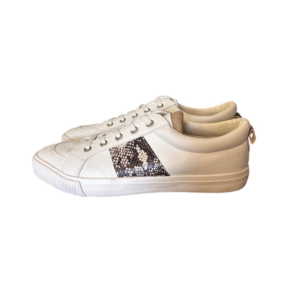 Magellan White Snakeskin Sneakers Womens 11 Casual Lace Up Low Top